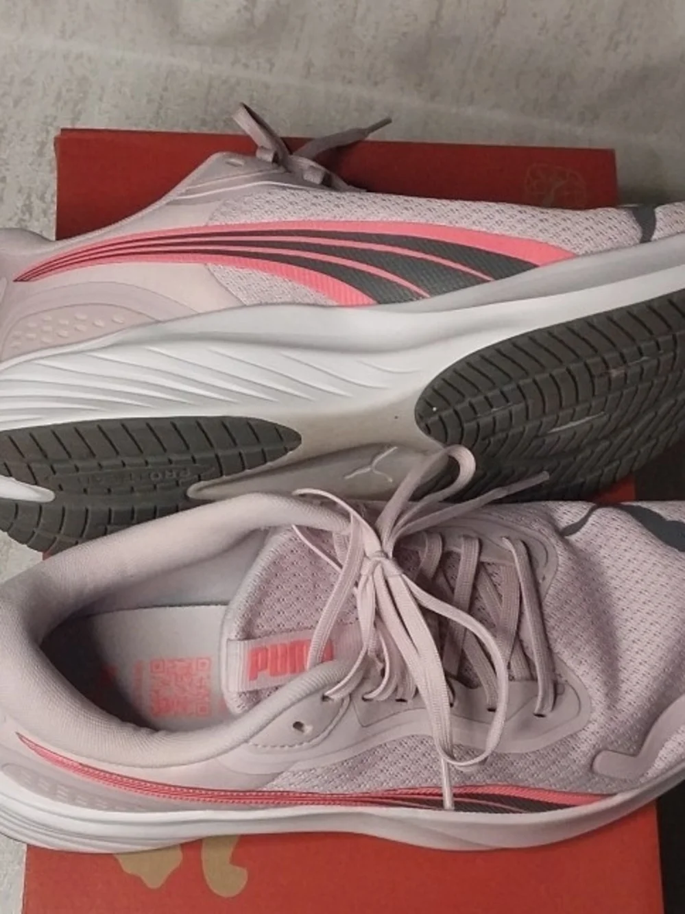 Puma Women's 9.5 Light Pink Athletic Sneakers with Coral & Charcoal Accents